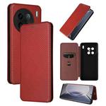 For vivo X90 Pro+ 5G Carbon Fiber Texture Flip Leather Phone Case(Brown)