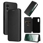 For Fujitsu Arrows N F-51C Carbon Fiber Texture Flip Leather Phone Case(Black)
