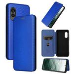 For Fujitsu Arrows N F-51C Carbon Fiber Texture Flip Leather Phone Case(Blue)