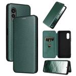 For Fujitsu Arrows N F-51C Carbon Fiber Texture Flip Leather Phone Case(Green)