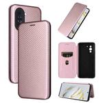 For Huawei nova 10 Carbon Fiber Texture Flip Leather Phone Case(Pink)