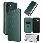 For Huawei nova 10 Carbon Fiber Texture Flip Leather Phone Case(Green)