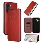 For Huawei nova 10 Carbon Fiber Texture Flip Leather Phone Case(Brown)