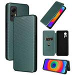 For Ulefone Note 14 Carbon Fiber Texture Flip Leather Phone Case(Green)