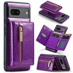 For Google Pixel 7 DG.MING M3 Series Glitter Powder Card Bag Leather Case(Dark Purple)