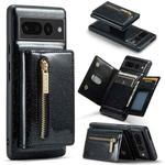 For Google Pixel 7 Pro DG.MING M3 Series Glitter Powder Card Bag Leather Case(Black)