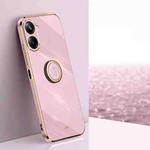 For Realme 10 Pro 5G XINLI Straight Edge 6D Electroplate TPU Phone Case with Ring Holder(Cherry Purple)