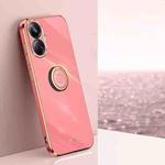 For Realme 10 Pro+ XINLI Straight Edge 6D Electroplate TPU Phone Case with Ring Holder(Hawthorn Red)