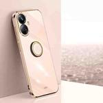 For Realme 10 Pro+ XINLI Straight Edge 6D Electroplate TPU Phone Case with Ring Holder(Pink)