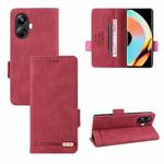 For Realme 10 Pro+ Magnetic Clasp Leather Phone Case(Red)