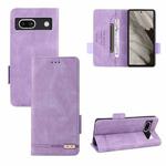 For Google Pixel 7a Magnetic Clasp Leather Phone Case(Purple)