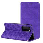 For Huawei P40 Lucky Flowers Embossing Pattern Magnetic Horizontal Flip Leather Case with Holder & Card Slots(Purple)