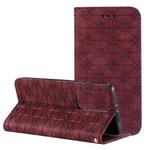 For Huawei P40 Pro+ Lucky Flowers Embossing Pattern Magnetic Horizontal Flip Leather Case with Holder & Card Slots(Wine Red)