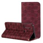 For Xiaomi Redmi Note 8T Lucky Flowers Embossing Pattern Magnetic Horizontal Flip Leather Case with Holder & Card Slots(Wine Red)