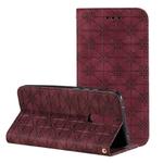 For Xiaomi Redmi 8A Lucky Flowers Embossing Pattern Magnetic Horizontal Flip Leather Case with Holder & Card Slots(Wine Red)