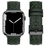 Rhombus Pattern Genuine Leather Watch Band For Apple Watch Series 8&7 45mm / SE 2&6&SE&5&4 44mm / 3&2&1 42mm(Green)