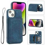For iPhone 14 Dream Magnetic Back Cover Card Wallet Phone Case(Blue)