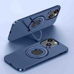 For iPhone 14 Matte Magsafe Magnetic Phone Case with Trolley Holder(Dark Blue)