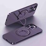 For iPhone 14 Pro Matte Magsafe Magnetic Phone Case with Trolley Holder(Night Purple)