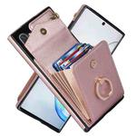 For Samsung Galaxy Note10 Ring Holder RFID Card Slot Phone Case(Rose Gold)