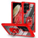 For Samsung Galaxy S23 Ultra 5G TPU + PC Lens Protection Phone Case with Ring Holder(Red)