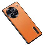 For vivo X90 Pro Folding Holder Plain Leather Phone Case(Orange)