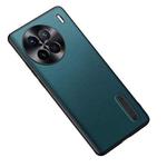 For vivo X90 Pro Folding Holder Plain Leather Phone Case(Lake Green)