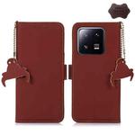 For Xiaomi 13 Genuine Leather Magnetic RFID Leather Phone Case(Coffee)