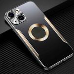 For iPhone 14 Plus Aluminum Alloy + TPU Phone Case(Black Gold)