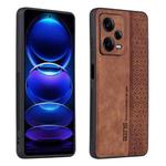 For Xiaomi Redmi Note 12 Pro+ China AZNS 3D Embossed Skin Feel Phone Case(Brown)