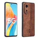 For OPPO A1 Pro AZNS 3D Embossed Skin Feel Phone Case(Brown)