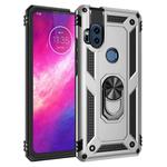 For Motorola One Hyper Shockproof TPU + PC Protective Case with 360 Degree Rotating Holder(Silver)