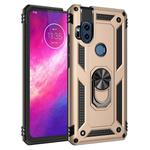 For Motorola One Hyper Shockproof TPU + PC Protective Case with 360 Degree Rotating Holder(Gold)