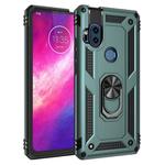 For Motorola One Hyper Shockproof TPU + PC Protective Case with 360 Degree Rotating Holder(Green)