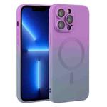 For iPhone 13 Pro Liquid TPU Silicone Gradient MagSafe Phone Case(Purple)