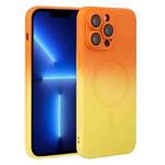 For iPhone 13 Pro Liquid TPU Silicone Gradient MagSafe Phone Case(Orange Yellow)