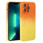 For iPhone 13 Pro Max Liquid TPU Silicone Gradient MagSafe Phone Case(Orange Yellow)