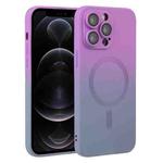 For iPhone 12 Pro Liquid TPU Silicone Gradient MagSafe Phone Case(Purple)