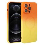 For iPhone 12 Pro Liquid TPU Silicone Gradient MagSafe Phone Case(Orange Yellow)