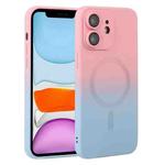 For iPhone 11 Liquid TPU Silicone Gradient MagSafe Phone Case(Pink Blue)