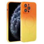 For iPhone 11 Pro Max Liquid TPU Silicone Gradient MagSafe Phone Case(Orange Yellow)