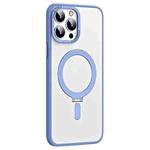 For iPhone 13 Pro Max Skin Feel MagSafe Shockproof Phone Case with Holder(Light Blue)