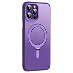 For iPhone 13 Pro Max Skin Feel MagSafe Shockproof Phone Case with Holder(Purple)