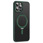 For iPhone 13 Pro Max Skin Feel MagSafe Shockproof Phone Case with Holder(Dark Green)