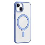 For iPhone 13 Skin Feel MagSafe Shockproof Phone Case with Holder(Light Blue)