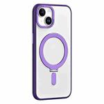For iPhone 13 Skin Feel MagSafe Shockproof Phone Case with Holder(Purple)