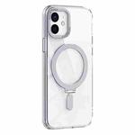 For iPhone 12 Skin Feel MagSafe Shockproof Phone Case with Holder(White)
