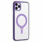 For iPhone 11 Pro Max Skin Feel MagSafe Shockproof Phone Case with Holder(Purple)