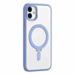 For iPhone 11 Skin Feel MagSafe Shockproof Phone Case with Holder(Light Blue)