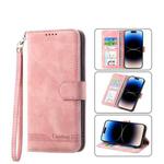 For iPhone 14 Plus Dierfeng Dream Line TPU + PU  Leather Phone Case(Pink)